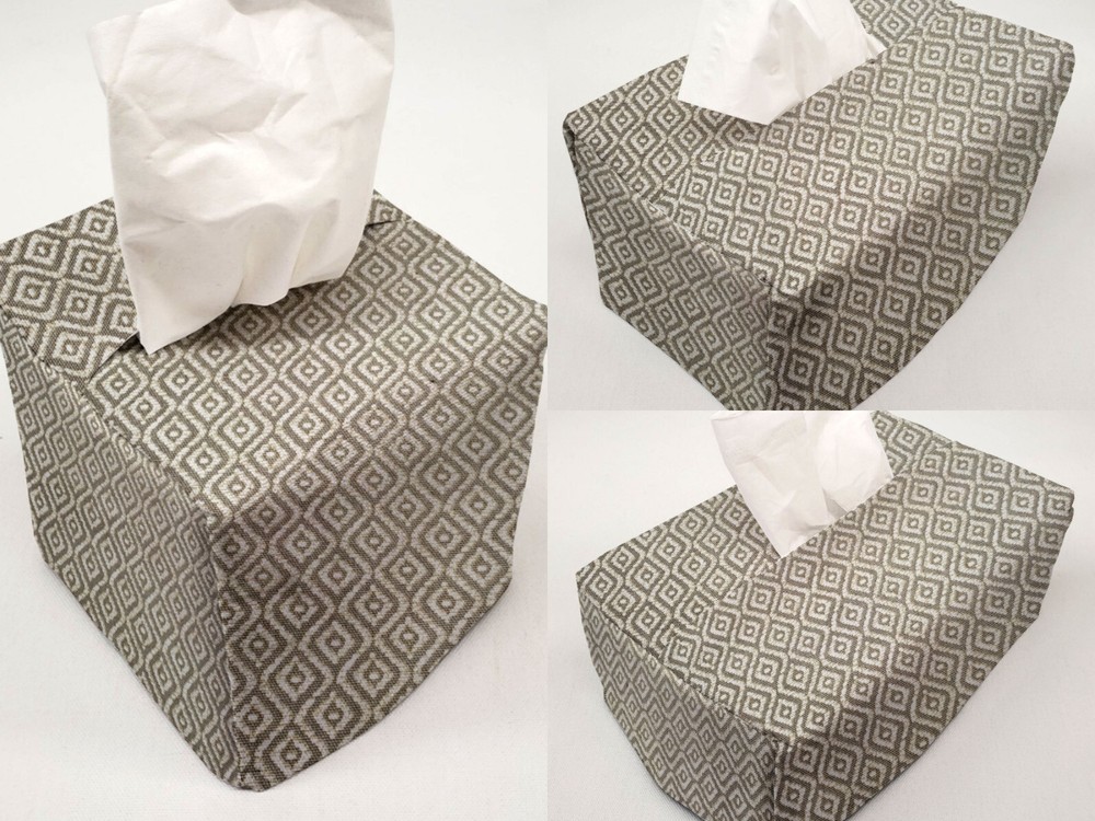 Gray & Beige Diamond Mosaic Tissue Box Cover