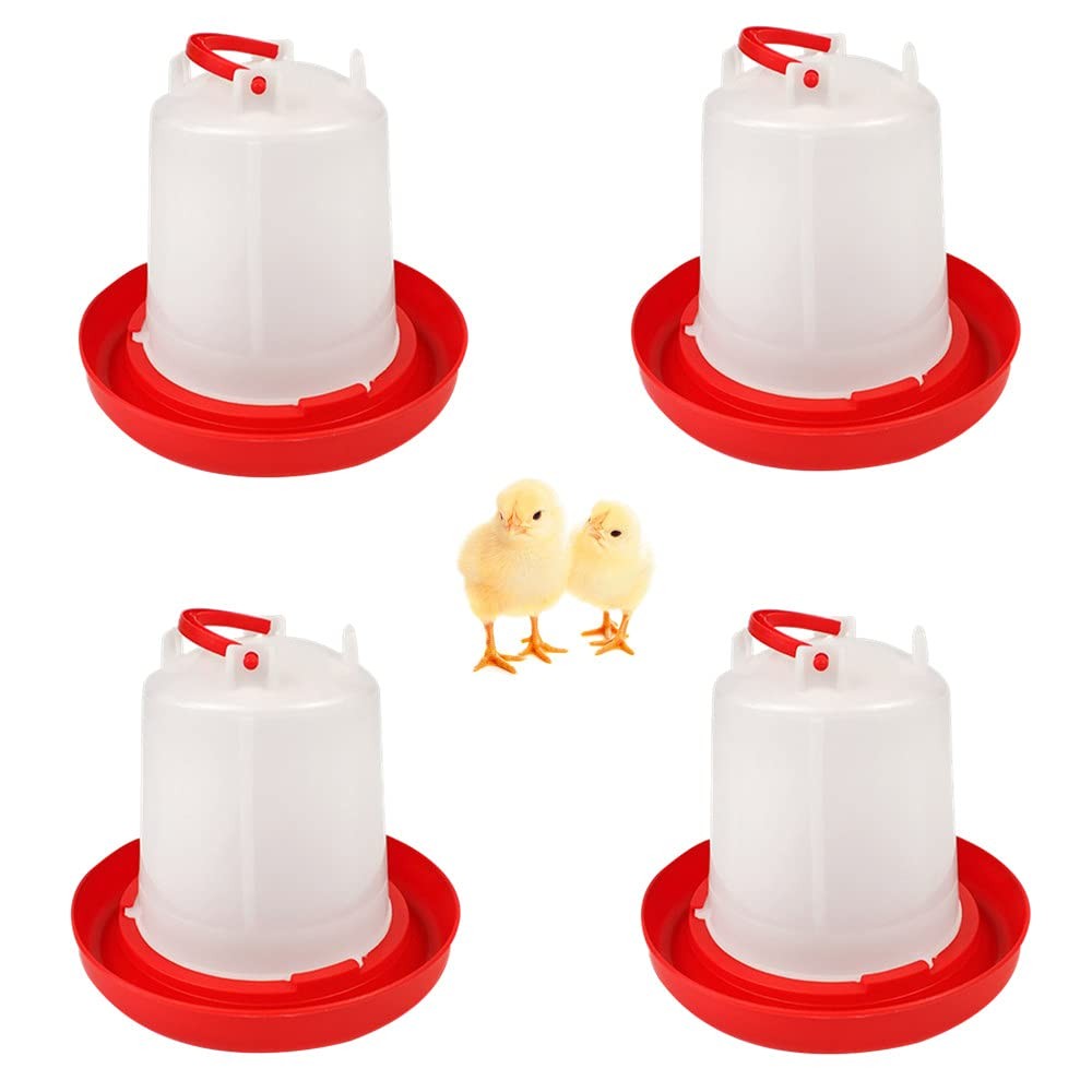 Plastic Poultry Drinker Chick Waterer Kit 1 L Waterer Hanging Container, 4 Pack