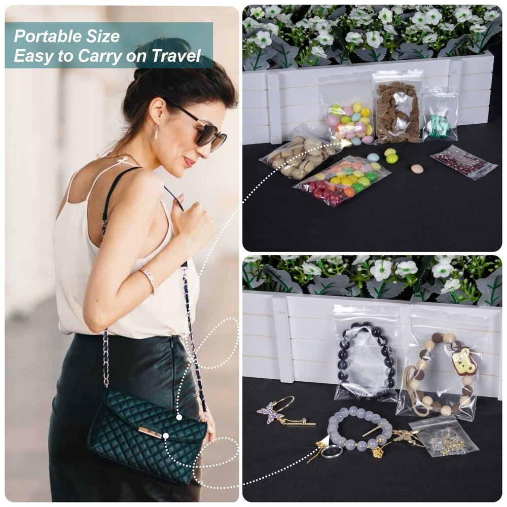 500 Pcs Small Plastic Bags, Bag, Mini Baggies, Mixed Size, Clear