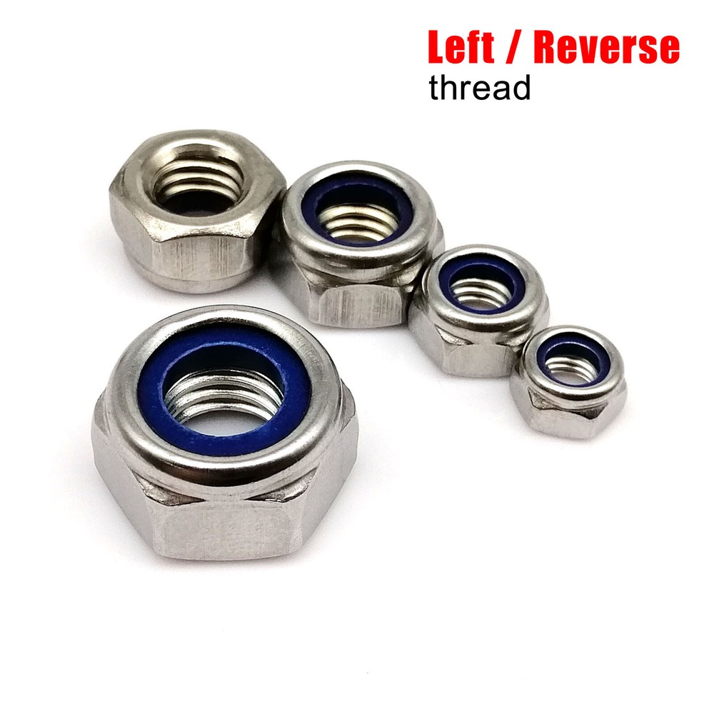 Reverse Left Hand Thread M4-M16 Stainless Steel Hex Nylon Insert Self Lock Nut