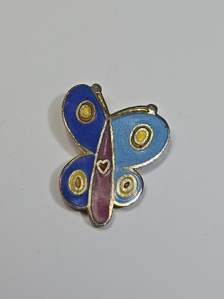 Stylized Blue Butterfly With Yellow Spots Lapel Pin