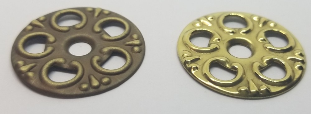 Stamped Brass BACKPLATE Victorian bail pull pierced rosette fancy decorative old