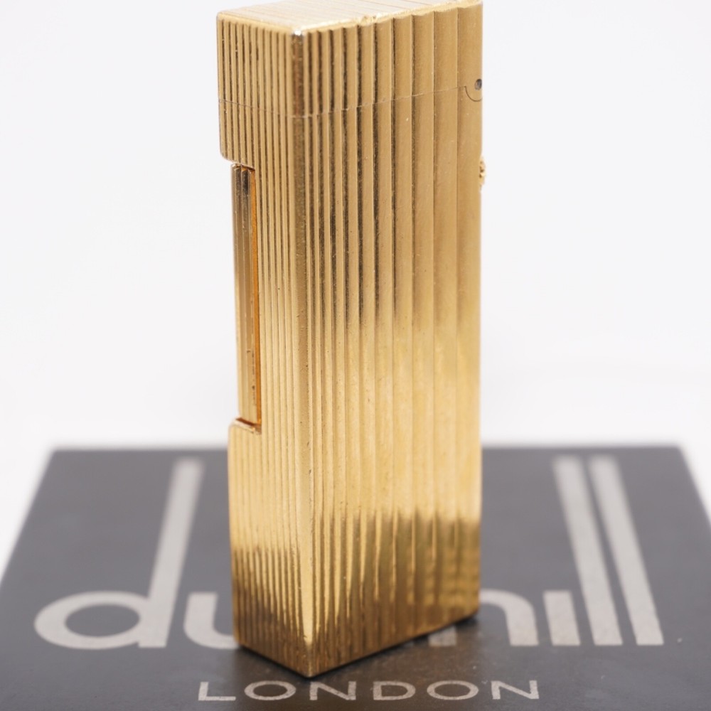 Rare Dunhill Lighter Gold Stripe Pattern-Ultrasonically cleaned_Working