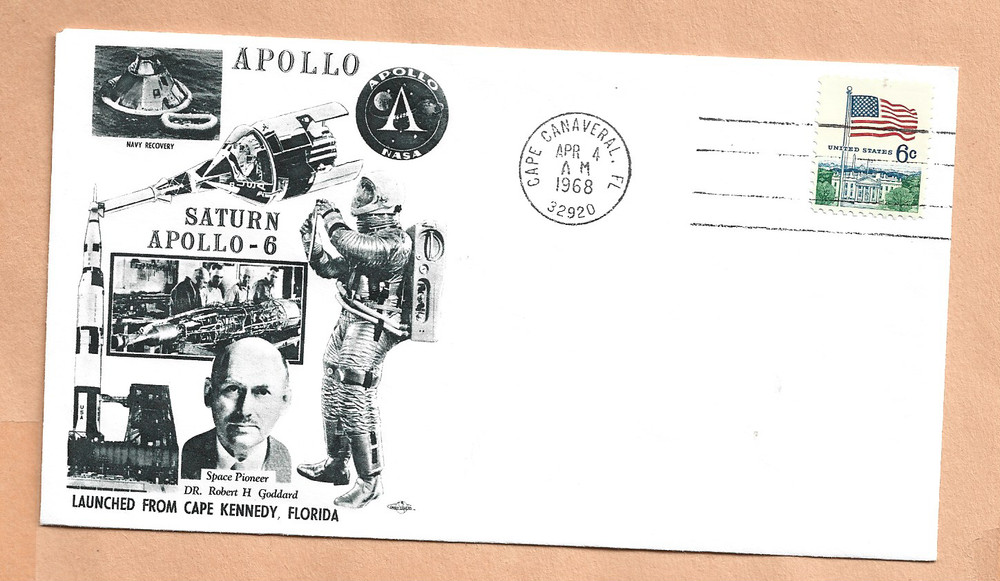 SATURN APOLLO 6 LAUNCH APR 4,1968 CAPE ORBIT SPACE COVER NASA