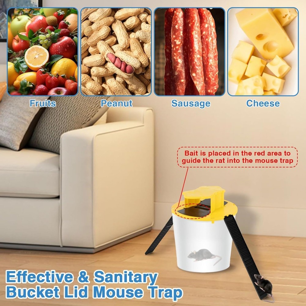 Efficient Bucket Mouse Trap with 5-Gallon Lid, Dizzy Dunker Design for Mice Rats