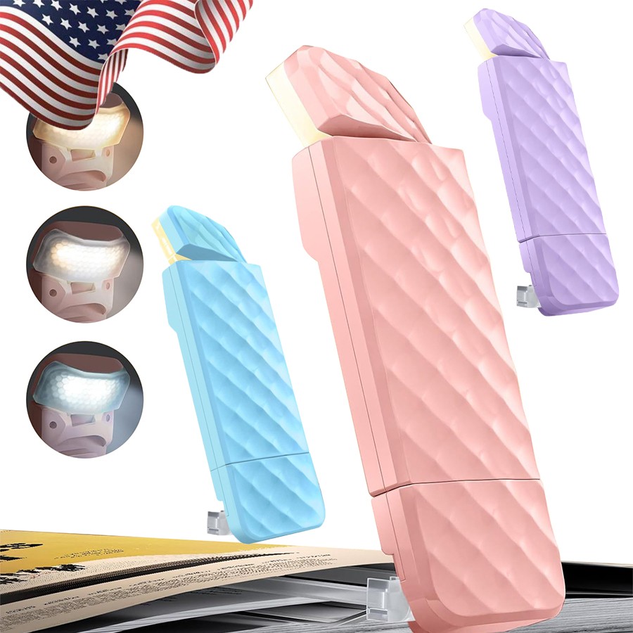 Clip-On LED Bookmark Reading Light Book Light with Timer USB Rechargeable,Fold