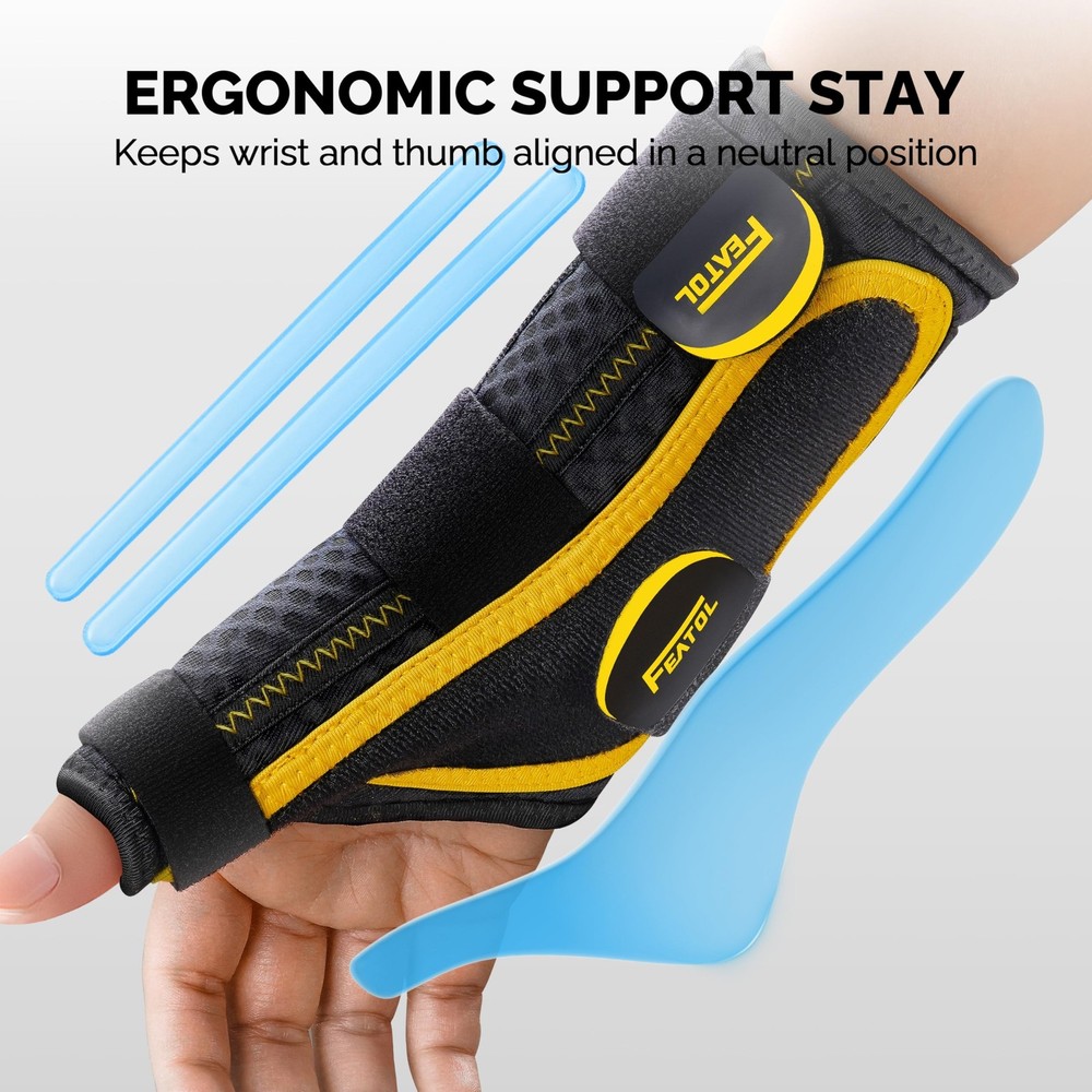 FEATOL Thumb Brace Left Hand - Ergonomic Support for Trigger Thumb, De Querva...