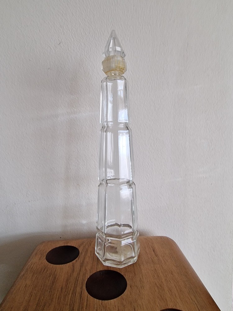 Vintage tall perfume bottle/decanter with diamond shape top