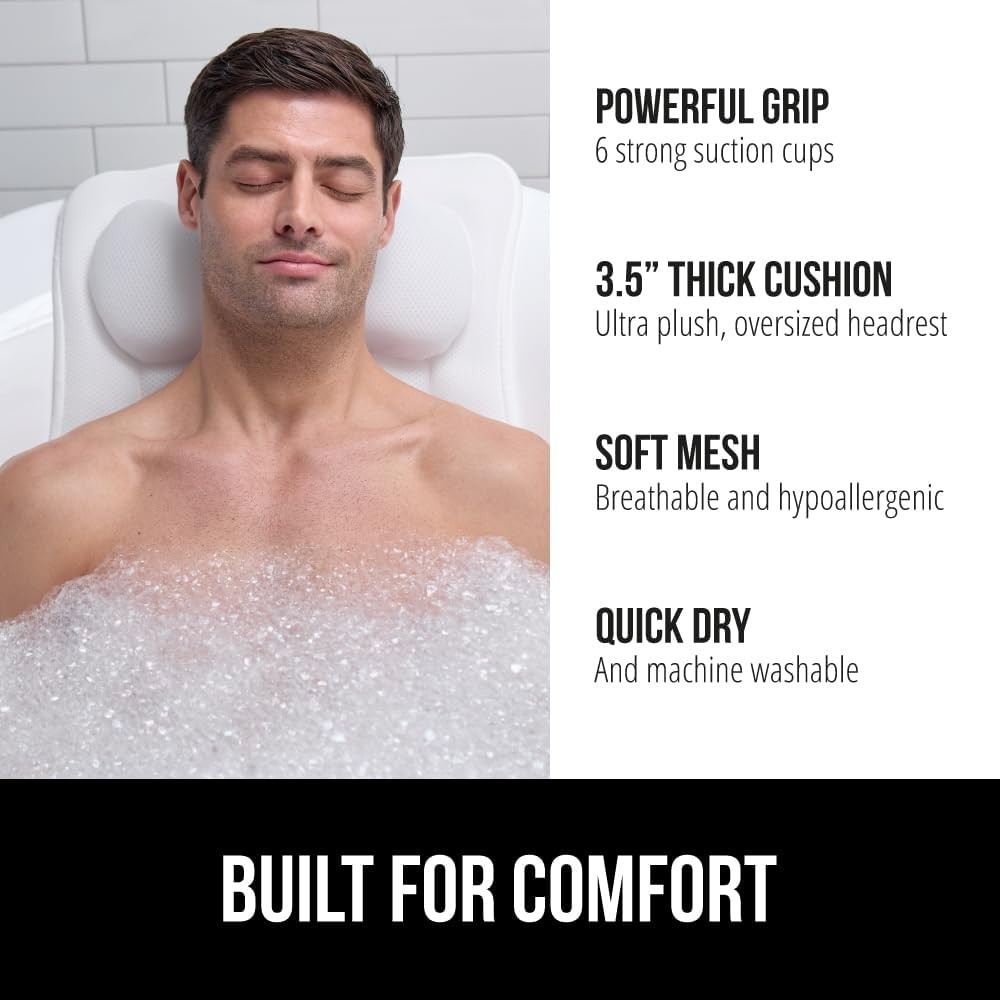 Ergonomic Bath Pillow - Machine Washable, 16.5'' Mesh Support for Relaxation