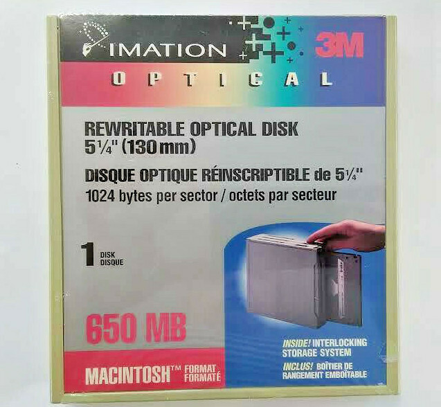 Imation Rewritable Optical Disk, Macintosh Format, 51/4" (130mm) 650 MB