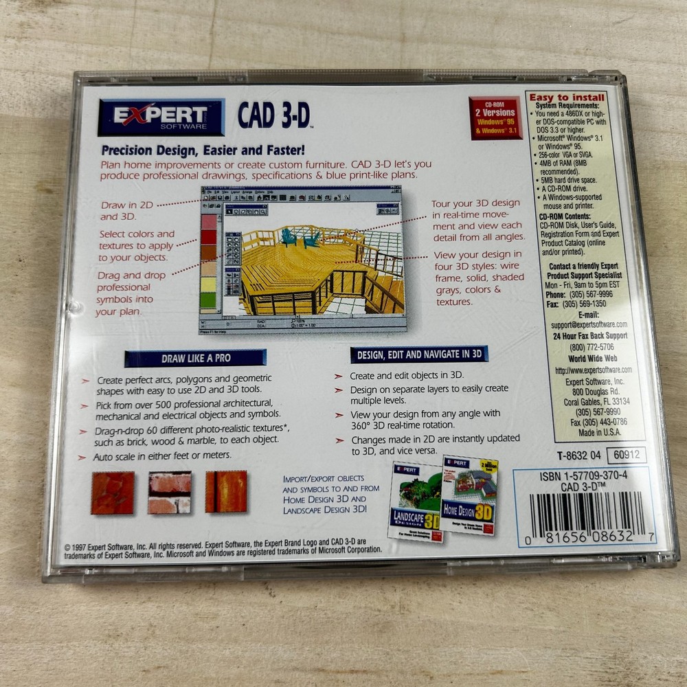 Vintage Expert Software CAD 3-D (PC CD-ROM, Windows 95/3.1)