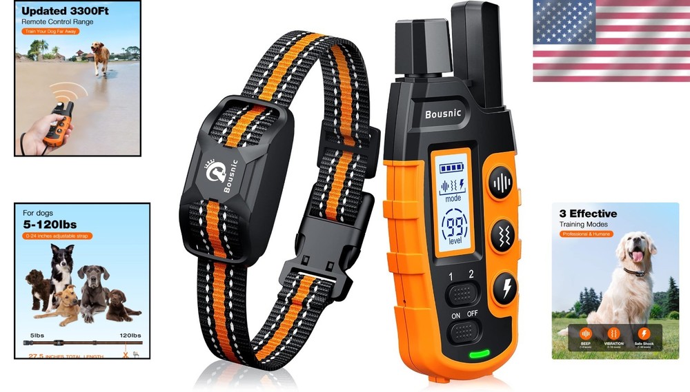 Waterproof Dog Training Collar - Safe Shock, Vibration, and Beep Modes