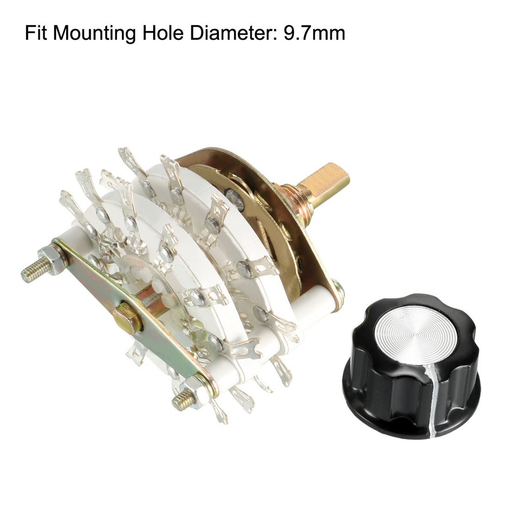 4P5T 4 Pole 5 Position 2 Deck Band Channel Rotary Switch Selector w Knobs