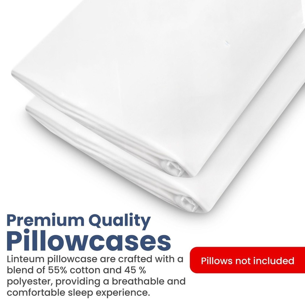 Linteum Textile Pillowcases – 12 Pack White Pillowcase Set 250 Thread Coun