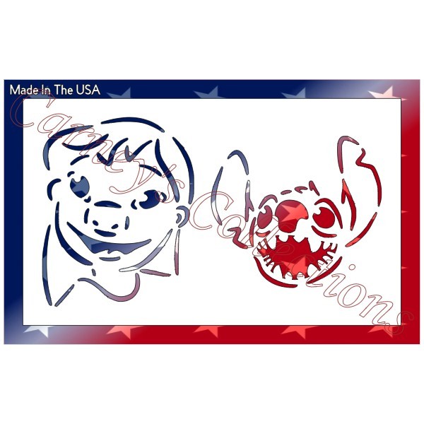 6"x10" Plastic Stencil - Lilo & Stitch (SB52)*****
