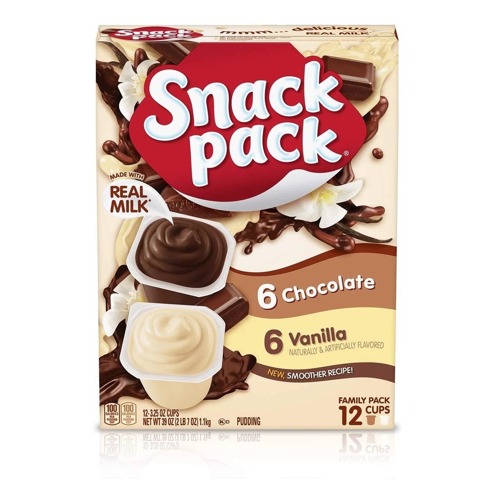 Snack Pack Chocolate and Vanilla Flavored Pudding Cups Family Pack, 12 Count ...