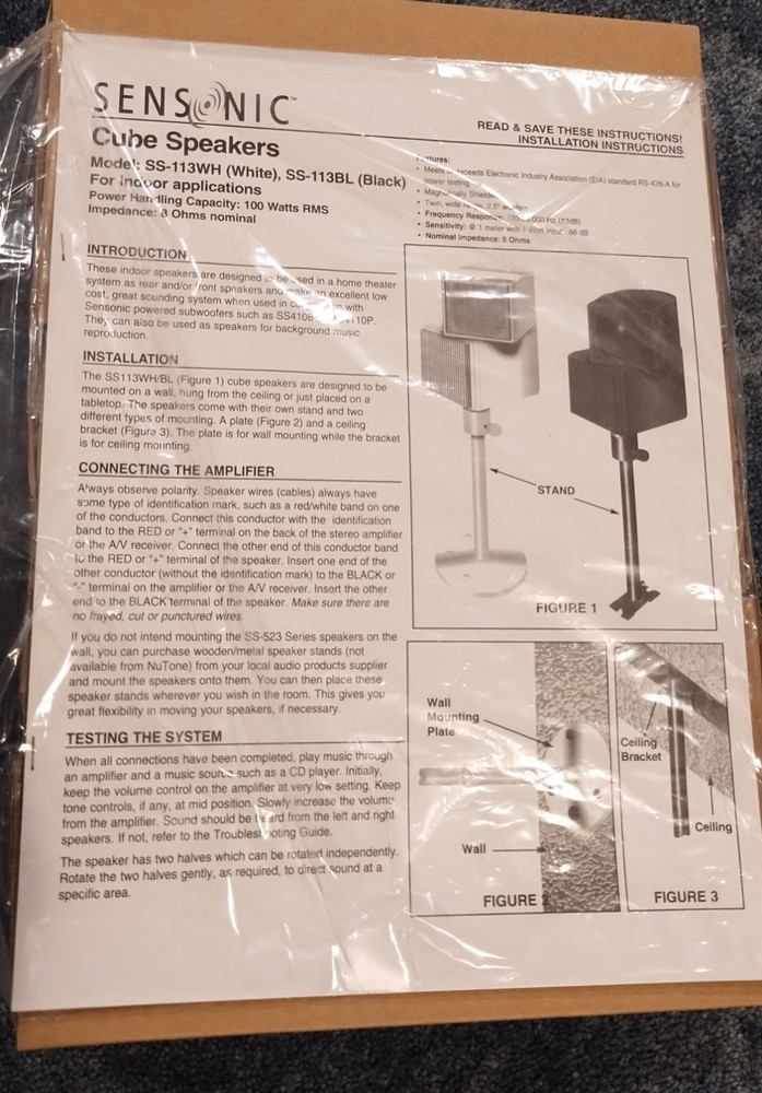 Sensonic SS-113BL Cube Speakers - 100W - Open Box