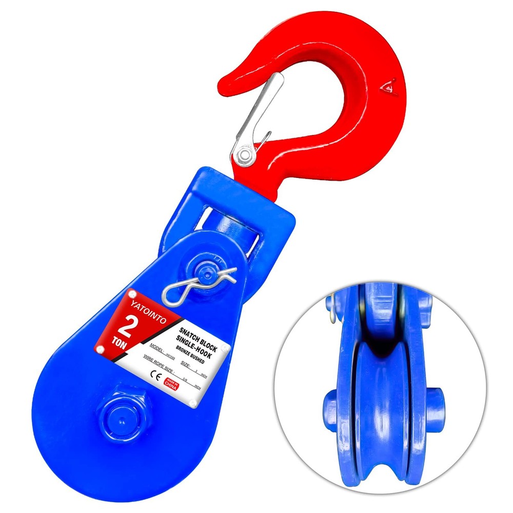YATOINTO Snatch Block with Hook, 2T/4T Snatch Pulley