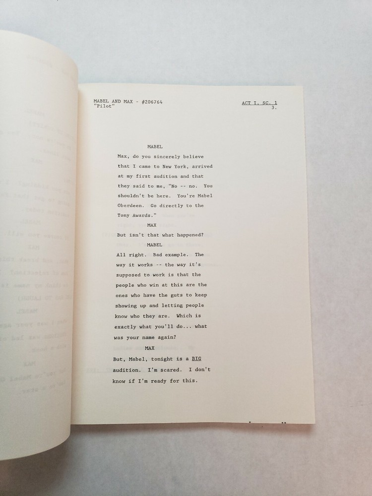 MABEL AND MAX / Suzanne Wong 1987 Unproduced TV Script Warner Bros PILOT EPISODE