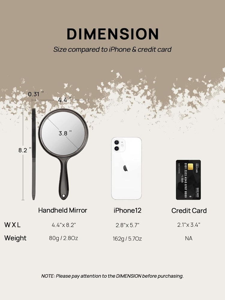 OMIRO Hand Mirror, Double-Sided Handheld Mirror 1X/3X Magnifying Mirror with Han