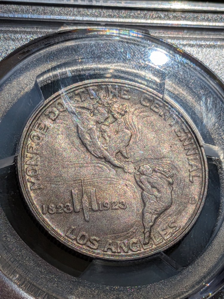 1923-S 50C Monroe Commemorative Half Dollar PCGS MS65 Nicely Toned (Code 666