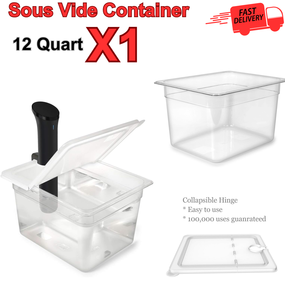 Sous Vide Container 12 Quart w/ Collapsible Hinge Lid Mount Corner Anova Cooker