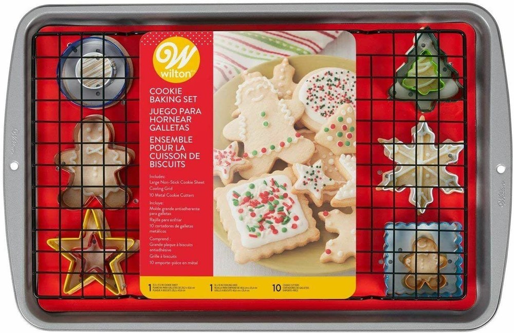 Cookie Baking Gift Set 12 Pc Pan, Cooling Grid, Cutters