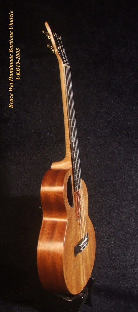 Handcrafted 4 String Baritone Ukulele, Solid Mango & Acacia, Flower UKB19-2005