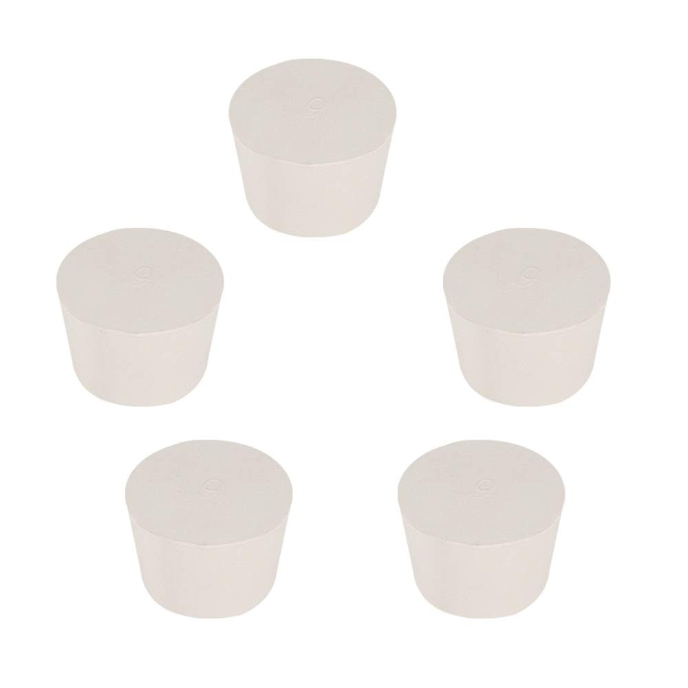 5 Pack Solid Rubber Stoppers 9 White Tapered Lab Seal Plug Replacement Kit