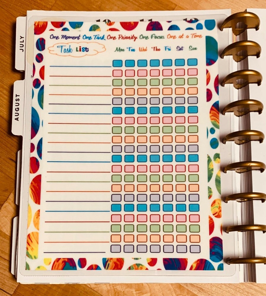 Task List Dashboard for use with Classic Happy Planner~