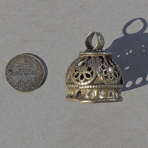 an old antique silver filigree pendant dangle from india. #55