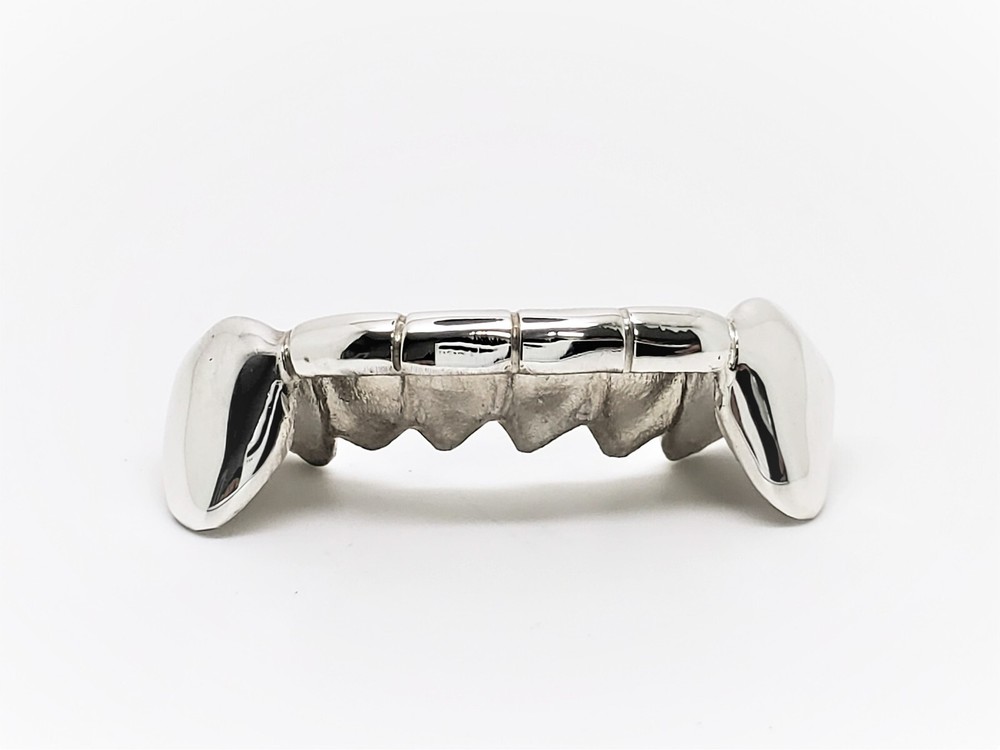 925 Solid Sterling Silver Front Bar Tip Covering Custom Hand Made Grill Grillz