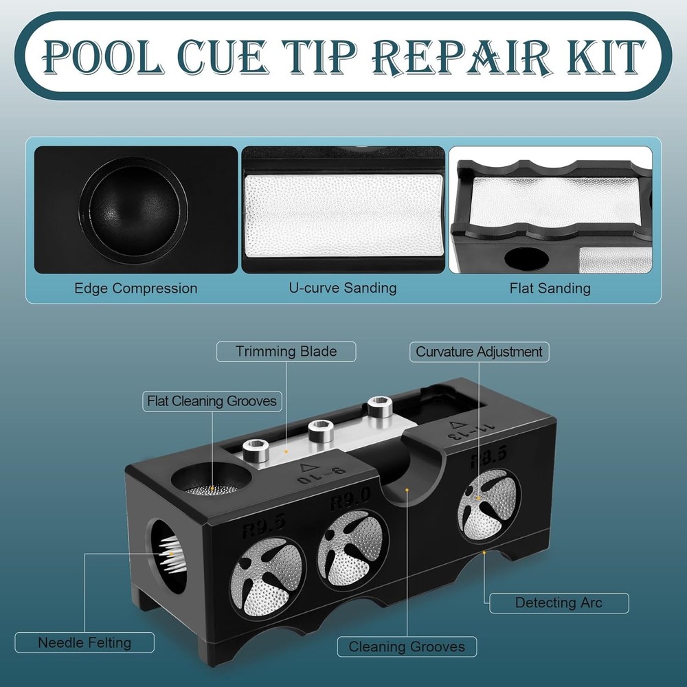 11-in-1 Billiards Pool Cue Tips Replacement Kit, Pool Cue Tip Shaper with Pool