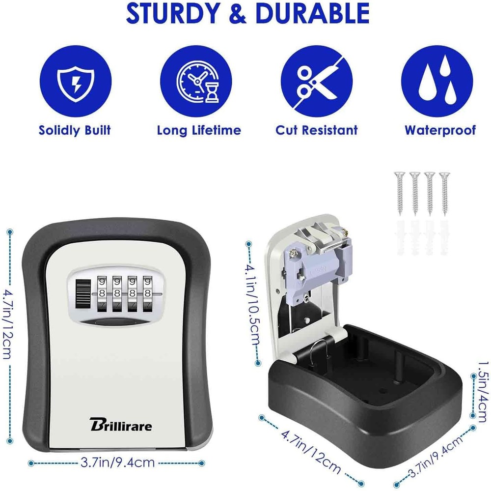 2 Pack Key Lock Box | Wall Mount 4 Digit Combination | Waterproof Large Capacit