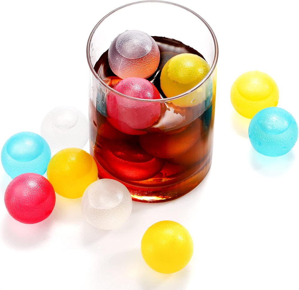 ZOOFOX 200 Pack Reusable Ice Cubes for Drinks, Colored Plastic, round Cocktails