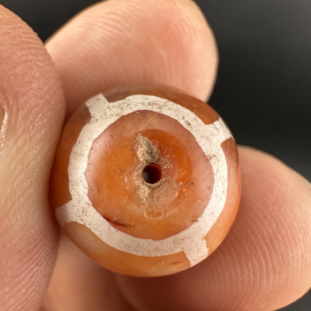 Antique Etched Carnelian Agate Beads Amulet