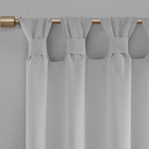 AS Floral Embellished Cuff Tab Top Solid Curtain Panel Grey(Only 1 Pc )50x84"