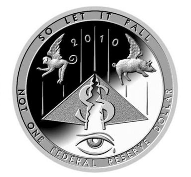 2010 Debt Pyramid / Let it fall Hard Times Token, Proof-like Silver Daniel Carr