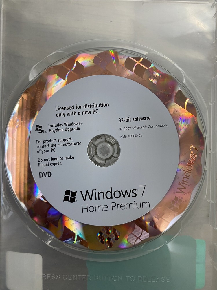 Microsoft Windows 7 Home Premium 32 Bit Full Version DVD No Product Key🔥