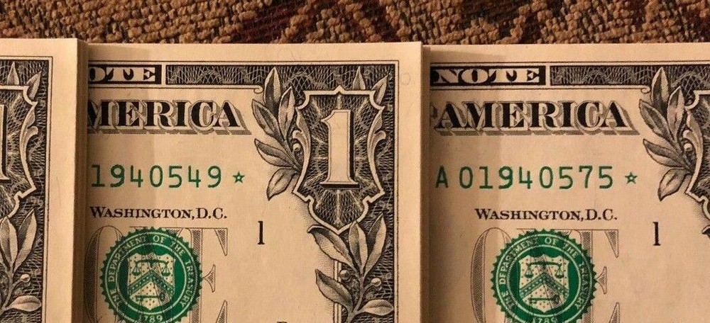 MULTIPLE ERROR THREE (3) ✯ STAR NOTES SEQUENTIAL $1 Dollar UNC CRISP from BEP