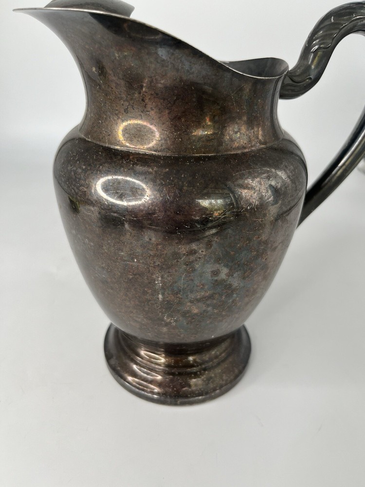 WM A Rogers Water Pitcher Silver Plated 9" Tall Sturdy Patina