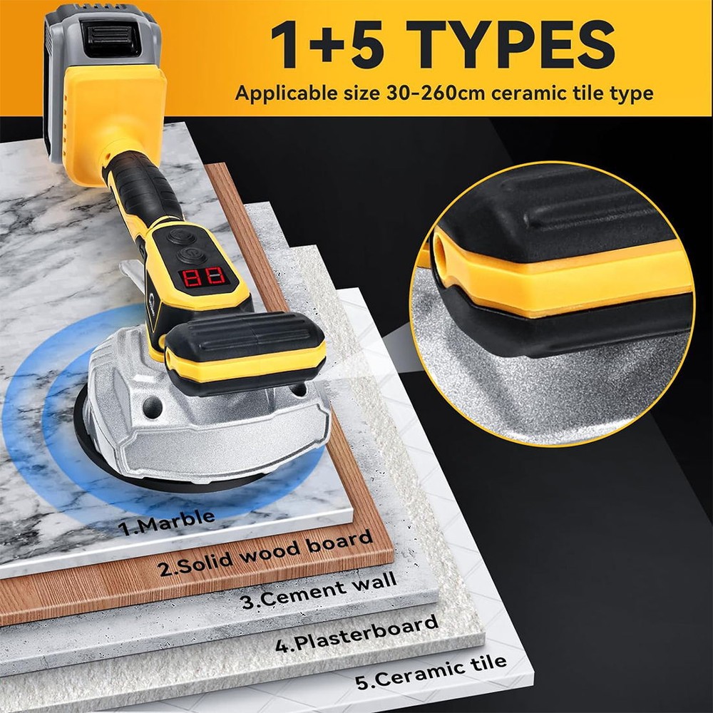 Tile Vibration Leveling Machine for Dewalt 20V Battery,Suction Cup 8-speeds