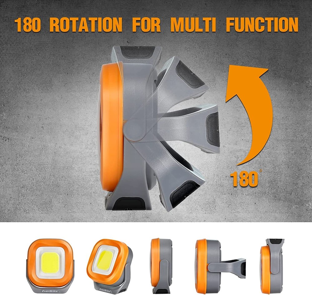 EverBrite 1000 Lumens Rechargeable Work Light Orange/White/COB Work Light 3Modes
