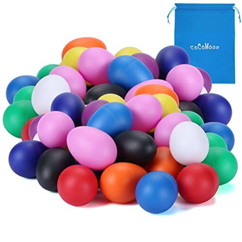 40 Pcs Plastic Egg Shakers Percussion Musical Egg Maracas 10 Colors Easter Eggs