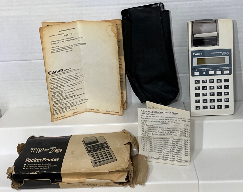 Vintage Canon TP-7 Electro Printer Calculator Original Box Instructions & Case