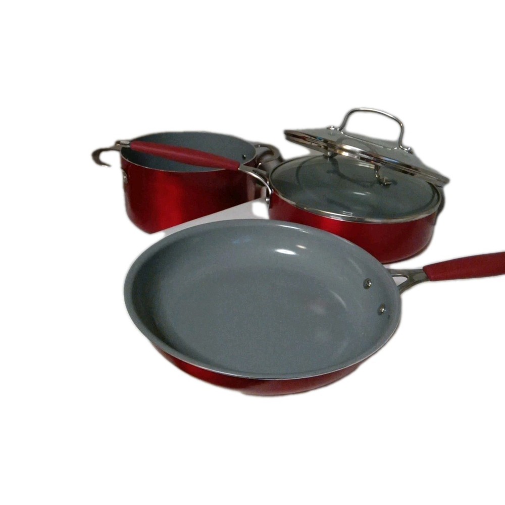 Food Network™ 3-pc. Nonstick Ceramic Cookware Set Red