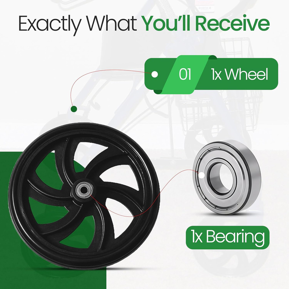 Walker Rollator Replacement Wheel – 7.5" Rear Wheel for Rollators – Choose Singl