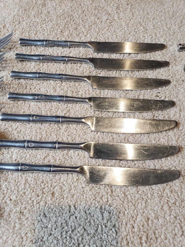 Hampton Silversmith Bamboo Pattern Flatware Lot Of 19 Pieces Teaspoon Free Ship!