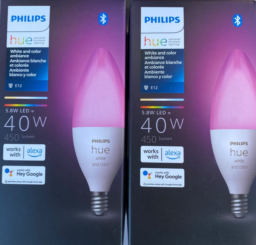Phillips Hue - Candle - 40w E12 Smart Bulb - 2 Pack