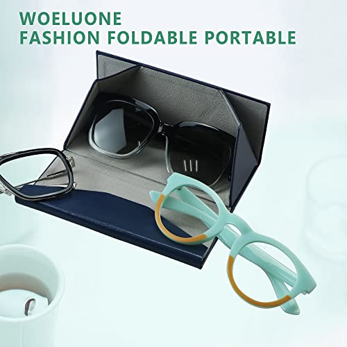 2 Pack Eyeglass Case Hard Shell with Foldable Design, Dhlnp_dark Blue(2 Pack)